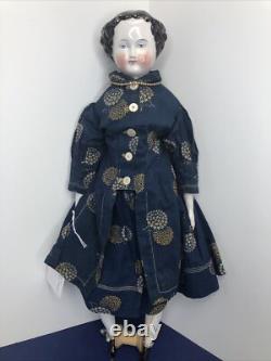 17 Poupée en porcelaine allemande antique tête en Chine Conte Boehme plat 1870 #o