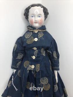 17 Poupée en porcelaine allemande antique tête en Chine Conte Boehme plat 1870 #o