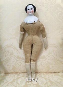 18 Antique CIVIL War Era German Center Partie Chine Tête Doll Corps De Vêtements Fait Main