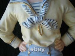 1800's Allemand Gebruder Heubach Large 11porcelain Bisque Figurine Piano Baby Boy