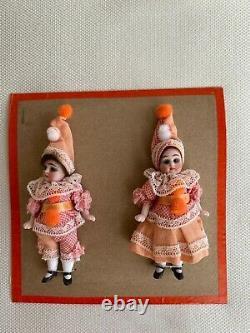 2 Poupées En Porcelaine Antique Sur Une Carte De Vente-hertwig & Co