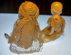 2 Poupées de Maison de Poupée en Porcelaine All-Bisque Articulées Allemandes Limbach Antiques