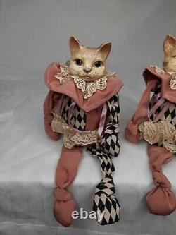 2 Poupées de chat de collection rares de Katherine en porcelaine Wayne Kleski