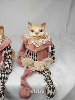2 Poupées de chat de collection rares de Katherine en porcelaine Wayne Kleski