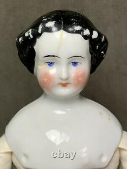 2 Vintage Antique Porcelaine Chine Head Flat Top Dolls