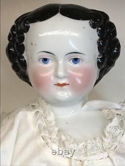 20 Antique German Porcelain China Head Doll Aw Kister Low Brow 1860-80s #a