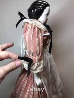 20 Poupée en porcelaine allemande antique tête en Chine AW Kister High Brow 1860-80 #A