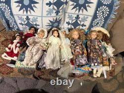 24 Lot de poupées en porcelaine vintage, victorien, amérindien et autres antiques