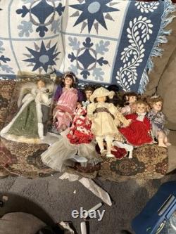 24 Lot de poupées en porcelaine vintage, victorien, amérindien et autres antiques