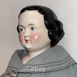 25 Poupée en porcelaine chinoise à eyeliner rouge Flattop antique allemande A W Fr. Kister 1860-70's #L