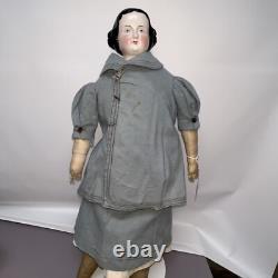 25 Poupée en porcelaine chinoise à eyeliner rouge Flattop antique allemande A W Fr. Kister 1860-70's #L