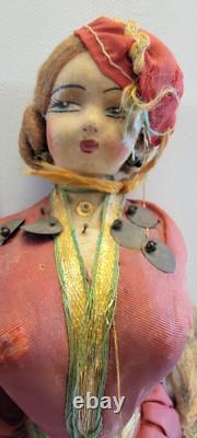 3 VIEILLES Poupées en Porcelaine Composées de Tissu 13 1/2 8 4 Boudoir Paysan Russe