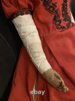 32 Poupée de tête en porcelaine antique de la guerre civile des années 1860 avec des yeux de stargazer, corps d'origine