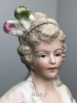 4.5 Poupée Demi Femme Allemande en Bisque Antique 4932 Plumage dans les Cheveux et Éventail #SE