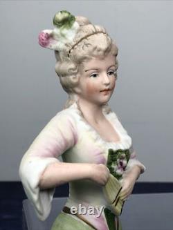 4.5 Poupée Demi Femme Allemande en Bisque Antique 4932 Plumage dans les Cheveux et Éventail #SE
