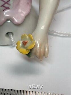 5 Antique German Porcelain Doll Moitié 1/2 Belle Plume Hat Et Fleurs #cc