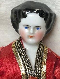 7.5 Antique Porcelaine Allemande Made China Doll Head & Limbs Flat Top #sa
