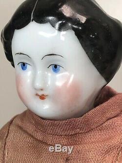 9.5 Antique Porcelaine Allemande Made Chine Head Flat Top Original Bottes D'orange #sa