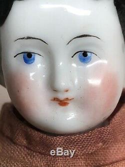9.5 Antique Porcelaine Allemande Made Chine Head Flat Top Original Bottes D'orange #sa