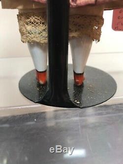 9.5 Antique Porcelaine Allemande Made Chine Head Flat Top Original Bottes D'orange #sa