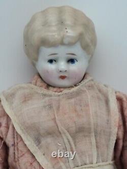Antique 12 Tall Bisque Chambre Doll Blonde Avec Vintage Clothes Rare