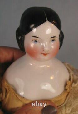 Antique 1850 Kister Covered Wagon Porcelain China Head Doll 12.5
