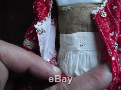 Antique 1880. Porcelaine Tissu Allemagne Ethel Fille Low Brow Personnage Doll 12 1/2