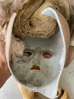 Antique 32 Kley & Hahn Walküre Porcelain Doll Pour La Restauration Grenier Trouver