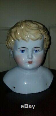 Antique Abg Alt Beck Gottschalck Porcelaine Chine Head Boy Poupée Blonde Swept Cheveux