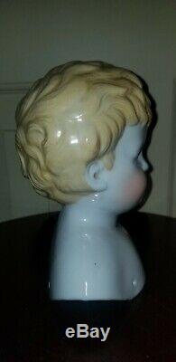 Antique Abg Alt Beck Gottschalck Porcelaine Chine Head Boy Poupée Blonde Swept Cheveux