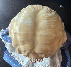 Antique Allemand 22 Abg Alt Beck & Gottschalk 890 Blonde Chine Tête Poupée En Cuir