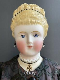 Antique Allemand 29 Empress Augusta Parian China Head Doll Body Par Emma Clear