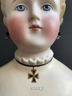 Antique Allemand 29 Empress Augusta Parian China Head Doll Body Par Emma Clear