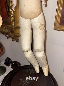 Antique Allemand Bisque Tête Doll Abg Alt Beck Et Gottschalk # 639 Corps En Cuir