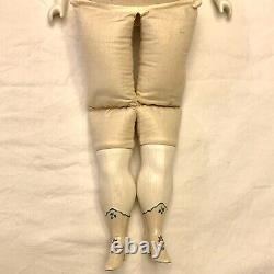 Antique Allemand Chine Tête Poupée 23 Cloth Body Low Brow Oreilles Exposées Blonde 1890s