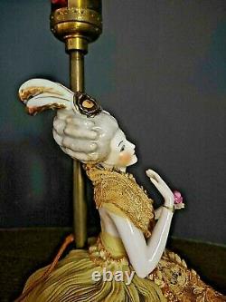 Antique Allemand Dressel Kister Porcelaine & Dentelle Demi-doll Lampe Pin Figurine