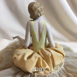 Antique Allemand Half Doll 4 1/2 Art Deco Lady Dramatic Yeux Bras Loin Pin Cush