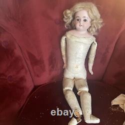 Antique Allemand Porcelaine Kling Doll Dents, Vêtements D'origine Cuir Allemagne 1893
