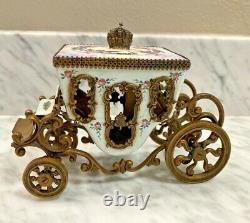 Antique Austrian Ornate Porcelaine Laiton Émail Romantique Miniature Transport