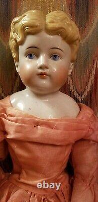 Antique Blonde Ears Exposées Kling China Head Doll Poupée De Corps Antique