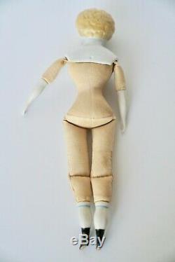 Antique Doll Allemande De 1800 Chine Porcelaine Tête Épaule Cap & Limbs Corps Tissu