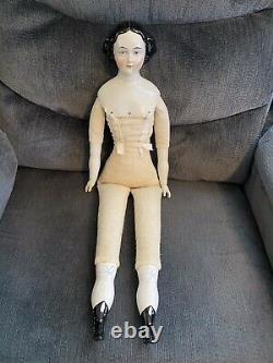 Antique Énorme 26 Chine Tête Doll Jenny Lind Conta & Boehme Avec Un Moulage Stupéfiant