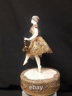 Antique Français Bonbonnière Avec Une Porcelaine Galluba Et Hoffman Ballerina Figure O