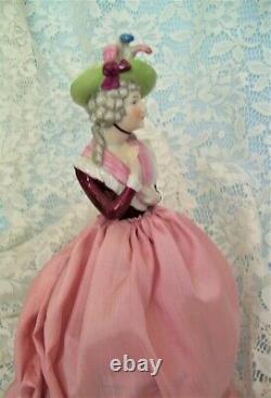 Antique Goebel Half Doll Sur Le Cadre De Lampe, Lady Sarah Siddons