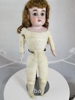 Antique Kestner #166 Bisque Dolloriginal Jdk Corps En Cuir Pour Enfant Et Perruque Originale