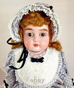 Antique Kestner #166 Bisque Dolloriginal Jdk Corps En Cuir Pour Enfant Et Perruque Originale