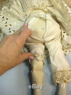 Antique Kestner Allemand 1860 Chine Head Porcelaine & Cloth Doll 18 Doux