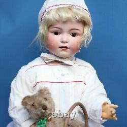 Antique Large Character Porcelain Doll Franz Schmidt C1910s W Steiff Teddy Bear