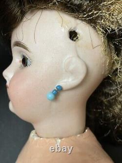 Antique Non Identifiée 12 Allemand Handwerck Bisque Tête Doll Pierced Oreilles
