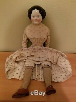Antique Porcelaine Chine Head Doll (vintage 18 Siècle) Rare 27 Pouces